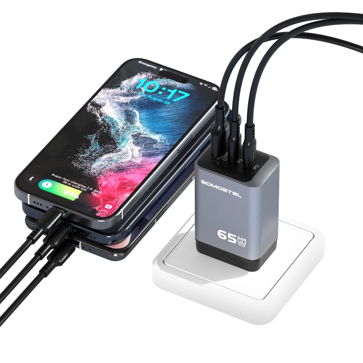 Cargador de 65W C-C Super Carga Rápida 3